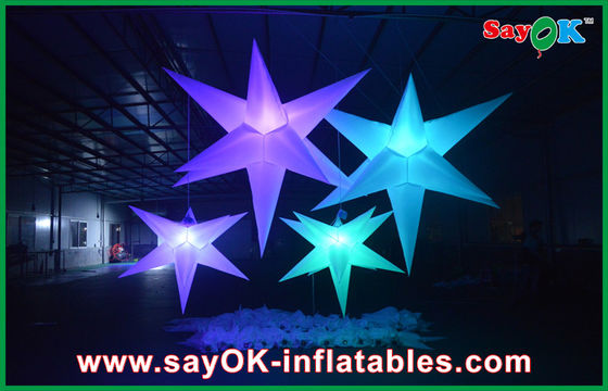 White Polyester Cloth Inflatable Led Star Lighting 1.5m / 2m For Party