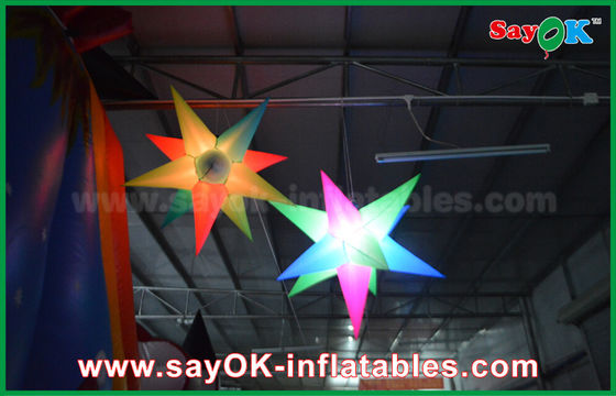 Colorized Oxford Cloth Inflatable Lighting Decoration Led Lighting Star For Party