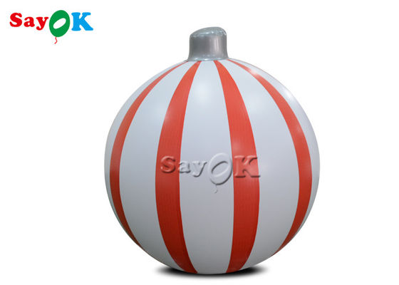 0.6m Red And White PVC Self Inflating Christmas Balloon Customized Store Decor