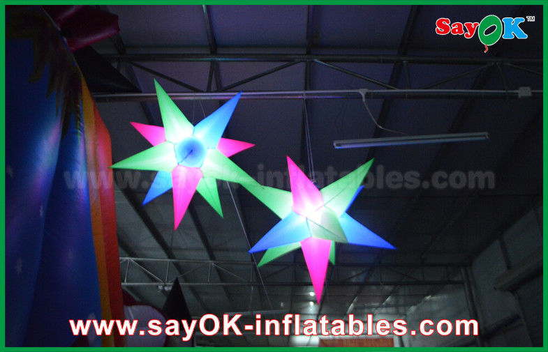 Colorized Oxford Cloth Inflatable Lighting Decoration Led Lighting Star For Party