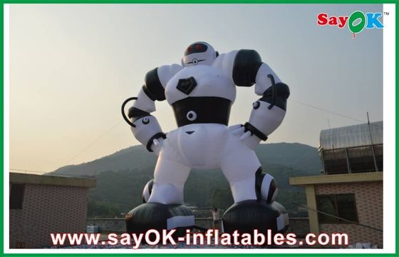 सफेद / काला inflatable कार्टून पात्रों, ऑक्सफोर्ड कपड़े inflatable रोबोट