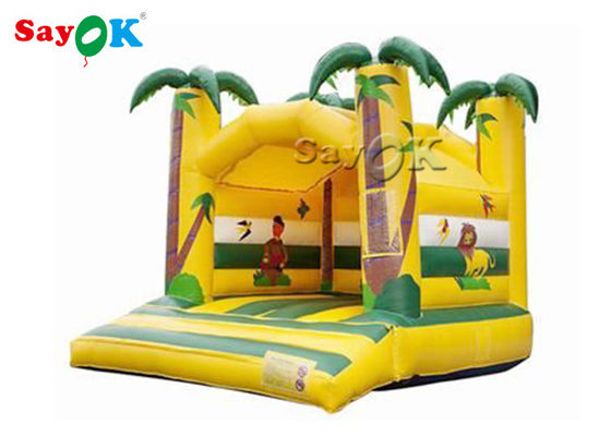 डिजिटल प्रिंटिंग के साथ जंगल एनिमल थीम पीला inflatable उछल महल