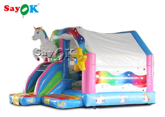 4.9x3.9x3.3 गुलाबी यूनिकॉर्न Inflatable जंपिंग हाउस बच्चों के लिए