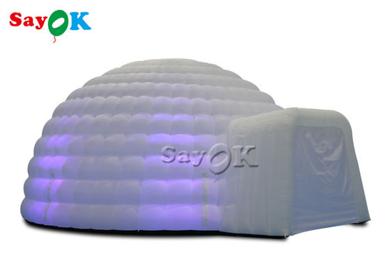 शादी समारोहों के लिए एलईडी रोशनी के साथ सफेद inflatable इग्लू गुंबद तम्बू