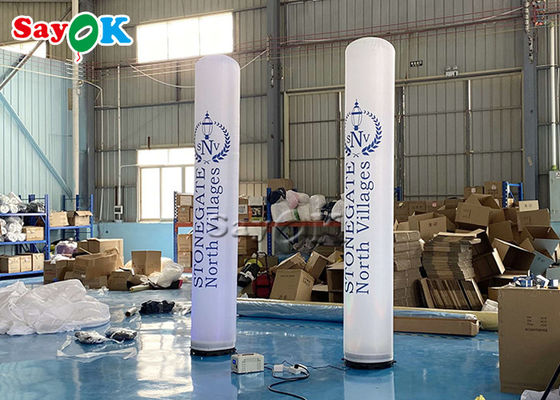 3 मीटर सफेद एलईडी लाइटिंग आउटडोर विज्ञापन मुद्रण के साथ inflatable स्तंभ